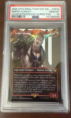 PSA 10 MTG FINAL FANTASY CHARACTER BORDERLESS-SURGE FOIL SEIFER ALMASY 0534 - Image 1