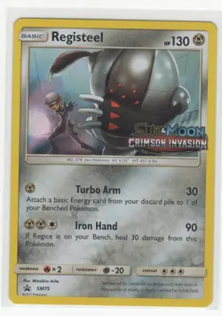 Pokemon Sun & Moon Black Star Promo SM75 Registeel Prerelease - Image 1