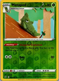 Metapod 002/192 Uncommon Rebel Clash Pokemon Reverse Holo Near Mint - Image 1
