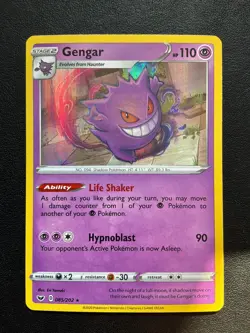 Gengar - 085/202 Holo Pokemon SWORD & SHIELD Holo Rare - NEAR MINT - Image 1