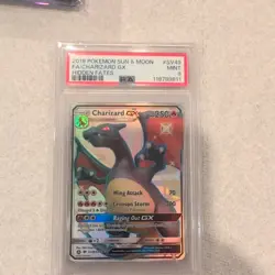 2019 POKEMON SUN & MOON HIDDEN FATES #SV49 FULL ART/CHARIZARD GX PSA 9 - Image 1