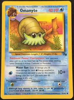 Omanyte 52/62 Fossil Set LP Pokemon TCG 1999 - Image 1