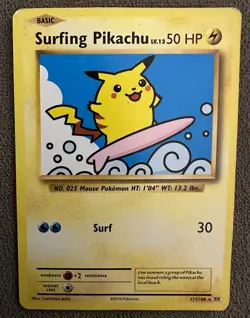 2016 Pokemon TCG Surfing Pikachu 111/108 Evolutions 50 HP English Damaged - Image 1