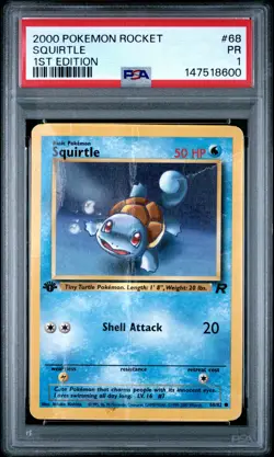 2000 POKEMON ROCKET 1ST EDITION #68 SQUIRTLE PSA 1 - Image 1