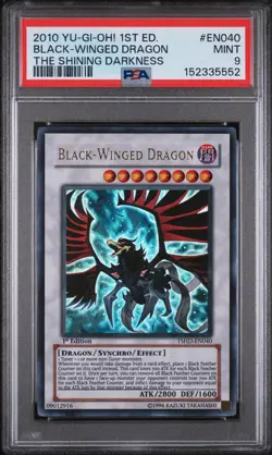 2010 Yugioh Black-Winged Dragon TSHD-EN040 1st Edition - PSA MINT 9 💎 - Image 1