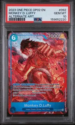 2023 ONE PIECE OP02 PARAMOUNT WAR ALTERNATE ART #062 MONKEY D. LUFFY PSA 10 - Image 2