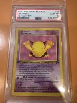 PSA 10 GEM MINT Drowzee 54/82 Team Rocket 1ST EDITION Pokemon Card - Image 1