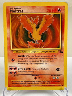 Moltres 27/62 - Fossil Set WOTC Rare Pokemon Card - Heavily Played - Image 1