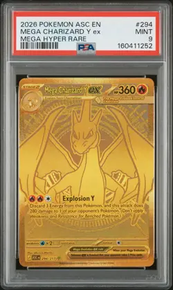 2026 POKEMON ASC EN-ASCENDED HEROES MEGA HYPER RARE MEGA CHARIZARD Y EX PSA 9 - Image 1