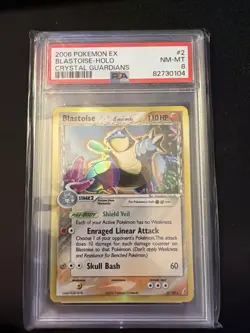 2006 POKEMON EX CRYSTAL GUARDIANS #2 BLASTOISE-HOLO PSA 8 - Image 1