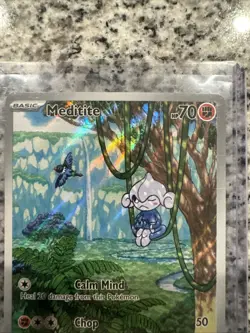 Pokemon Meditite 153/142 Illustration Rare Stellar Crown SCR EN Near Mint IR - Image 2
