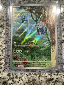Pokemon Meditite 153/142 Illustration Rare Stellar Crown SCR EN Near Mint IR - Image 3