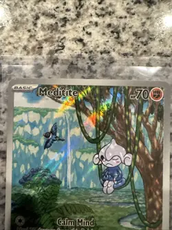 Pokemon Meditite 153/142 Illustration Rare Stellar Crown SCR EN Near Mint IR - Image 4