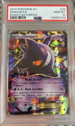 Pokemon TCG PSA 10 Gengar EX Holo 34/119 XY Phantom Forces 2014 - Image 1