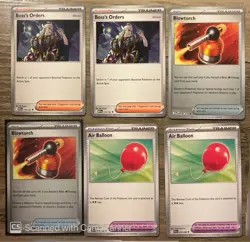 Pokemon TCG Boss's Orders/Blowtorch/Air Balloon Trainer Lot (6) EN Regular - Image 1