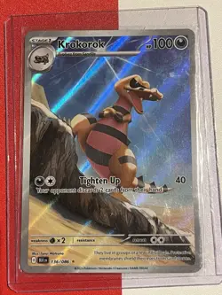 Pokemon TCG Krokorok Illustration Rare Card 136/086 S&V Black Bolt Set - Image 1