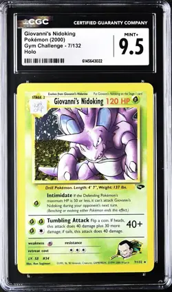CGC 9.5 Giovanni's Nidoking Gym Challenge 7/132 Holo MINT+ Pokemon Card psa - Image 1