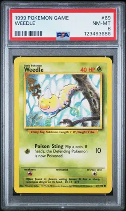 1999 Pokemon Game #69 Weedle PSA 8 Card NM-M Trusted Seller! Free Ship! Base Set - Image 1