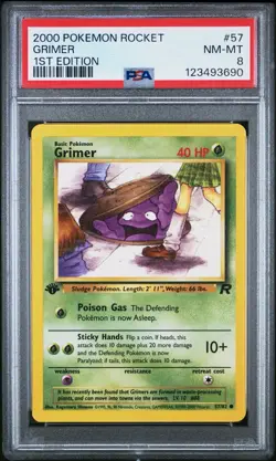 2000 Pokemon 1st Edition Team Rocket # 57 Grimer PSA 8 Card NM-M Trusted Seller! - Image 1