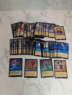 Disney Lorcana 50+ Card Lot with 4 Holo/Foils - Image 1