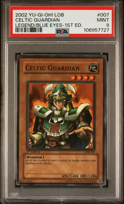 Yu-Gi-Oh Celtic Guardian 2002 1st First Edition WAVY #LOB-007 PSA 9 - Image 1