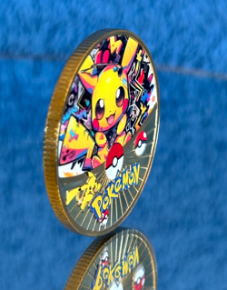 Abstract Pikachu Gold Coin - Pokemon Coin in Plastic Capsule - Rare Design - NEW - Image 4