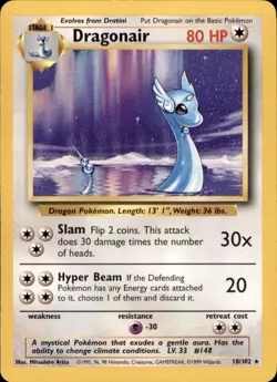 Dragonair Base Set Unlimited 1999 18/102 Rare Pokemon NM - Image 1