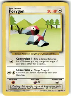 Porygon 39/102 Uncommon Base Set Unlimited Pokemon Near Mint - Image 1