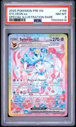 2025 POKEMON PRE EN-PRISMATIC EVOLUTIONS #156 SYLVEON EX PSA 8 - Image 1