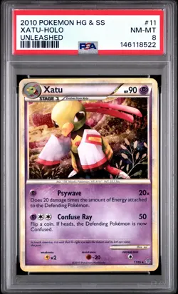 2010 POKEMON HEARTGOLD & SOULSILVER UNLEASHED #11 XATU-HOLO PSA 8 - Image 1