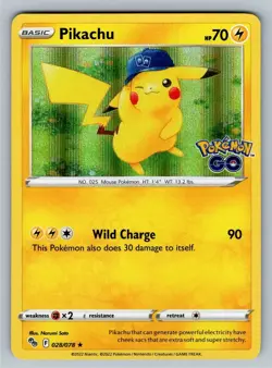 Pikachu 2022 Pokemon GO stamped 028/078 Holo NM or better - Image 1