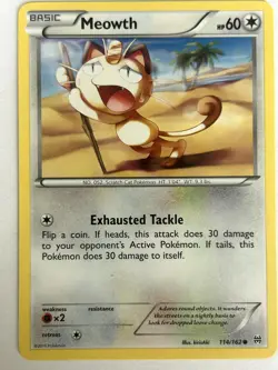 Meowth 114/162 Common BREAKthrough Pokemon Moderately Played - Image 1