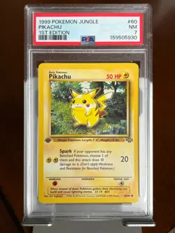 Pokemon Pikachu 60 Jungle 1st Edition PSA 7 - Image 1
