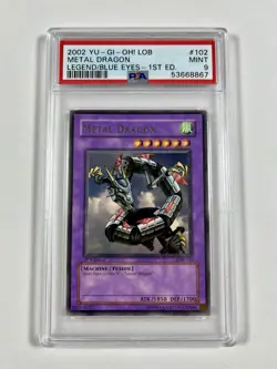 2002 YuGiOh METAL DRAGON 1st Edition PSA 9 LOB-102 The Legend of Blue-Eyes White - Image 1