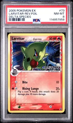2005 POKEMON EX DELTA SPECIES LARVITAR #73 REVERSE FOIL PSA 8 NM #114857958 - Image 1