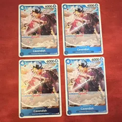 Bandai One Piece Card Game OP01-045 Cavendish Blue Character Eng x4 Playset - Image 1