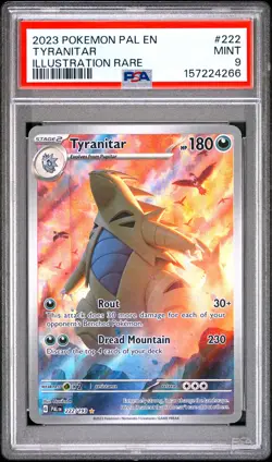 2023 POKEMON PAL EN-PALDEA EVOLVED ILLUSTRATION RARE #222 TYRANITAR PSA 9 - Image 1