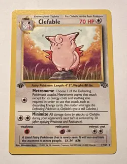 Pokemon TCG Jungle 1st Edition Clefable 17/64 Rare 70 HP English Arita - Image 1