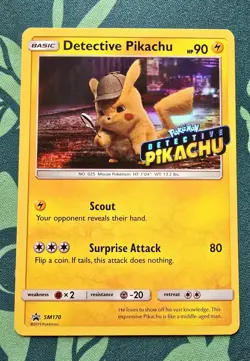 Pokemon TCG Detective Pikachu Stamped Holo SM170 Promo Card NM - Image 1