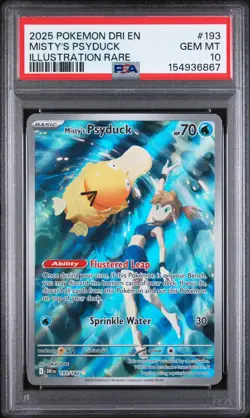 PSA 10 Misty's Psyduck 193/182 Pokemon Destined Rivals Illustration Rare Card - Image 1