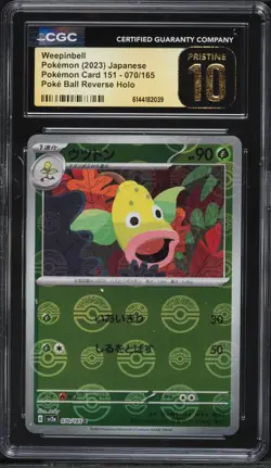 CGC 10 Pristine Weepingbell 070/165 Reverse Pokeball Holo 151 sv2a pokemon card - Image 1