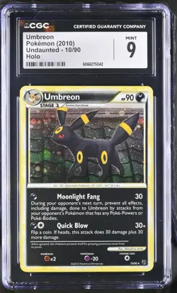 CGC 9 MINT Umbreon 2010 Undaunted 10/90 Holo Pokemon Card - Image 1