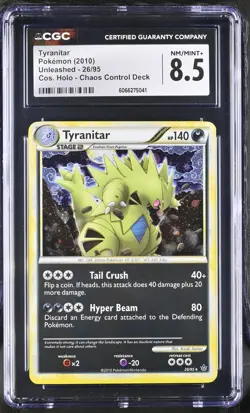CGC 8.5 Tyranitar 2010 Unleashed 26/95 Cosmos Holo Pokemon Card - Image 1