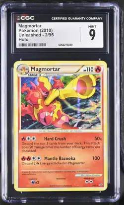 CGC 9 MINT Magmortar 2010 Unleashed 2/95 Holo Pokemon Card - Image 1