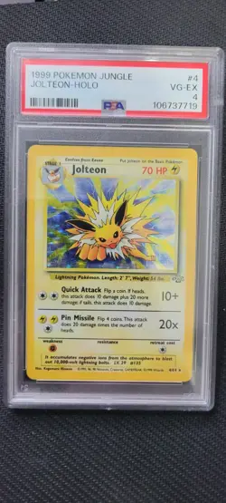 Pokemon TCG Jolteon Jungle 1999 Holo Unlimited Rare Card 4/64 Excellent - Image 1