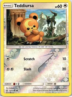 Teddiursa 171/236 Common Cosmic Eclipse Pokemon Reverse Holo Lightly Played - Image 1
