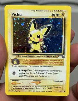 Pokemon TCG Pichu 12/111 Neo Genesis Holo Rare Unlimited *HOLO BLEED* - Image 1