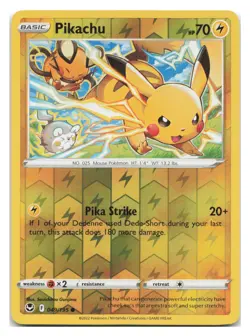 Pikachu 049/195 Common Silver Tempest Pokemon Reverse Holo 2022 - Image 1