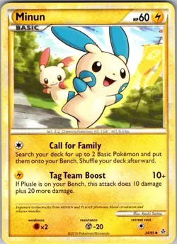 Minun 34/95 Unleashed Common LP Pokemon TCG - Image 1