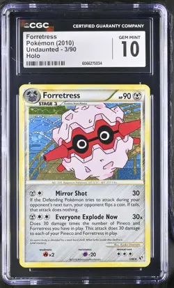 CGC 10 GEM MINT Forretress 2010 Undaunted 3/90 Holo Pokemon Card - Image 1